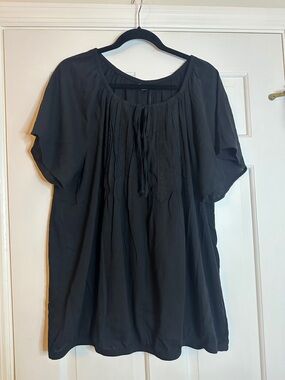 torrid Black Peasant Tunic with Pintuck & Tie